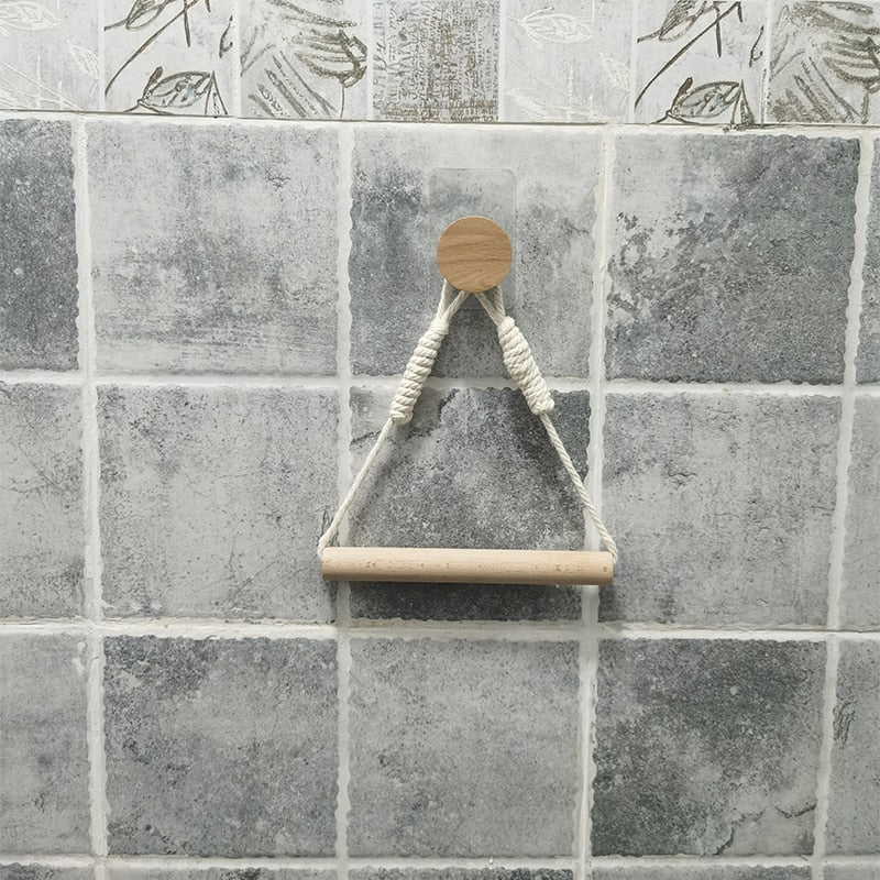 Nail-free Paper Towel Holders Towel Rack Bathroom Towel Hook Toilet Paper Holder Towel Rack Beige Hemp Color