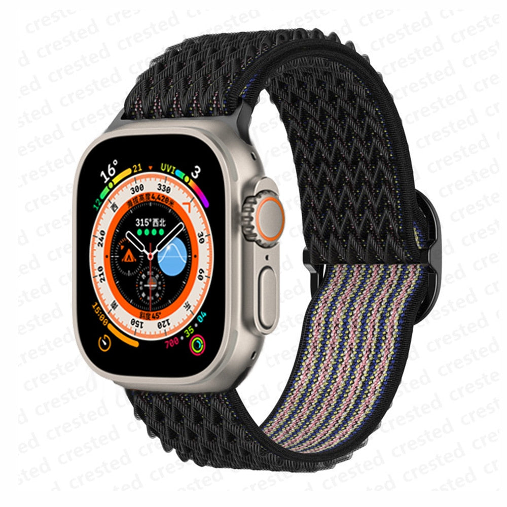 Scrunchie Strap for Apple watch band 40mm 44mm 41mm 45mm 38mm 49mm 45 mm Elastic Nylon bracelet iWatch series 8 se 7 6 5 3 Ultra