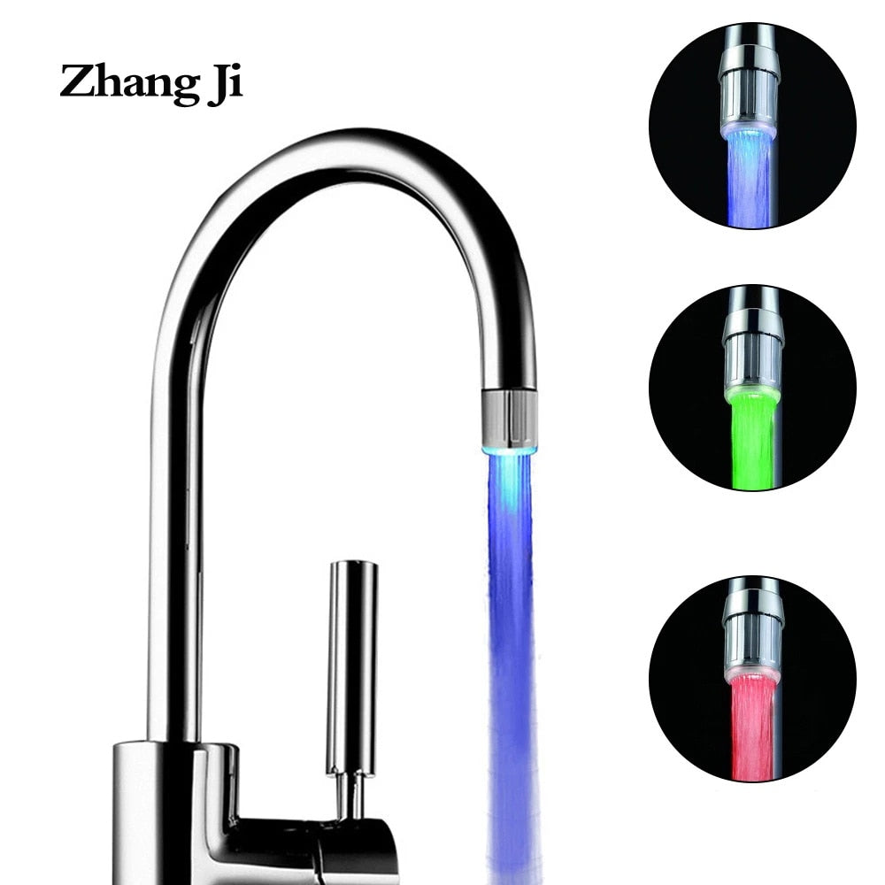 LED Temperature Sensitive 3-Color Light-up Faucet Kitchen Bathroom Glow Water